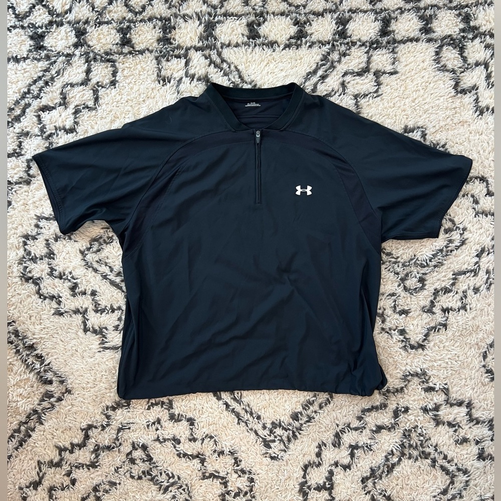 Under Armour 1/4 Zip Baseball Pullover Shirt Men’s XXL Loose Black Polyester
